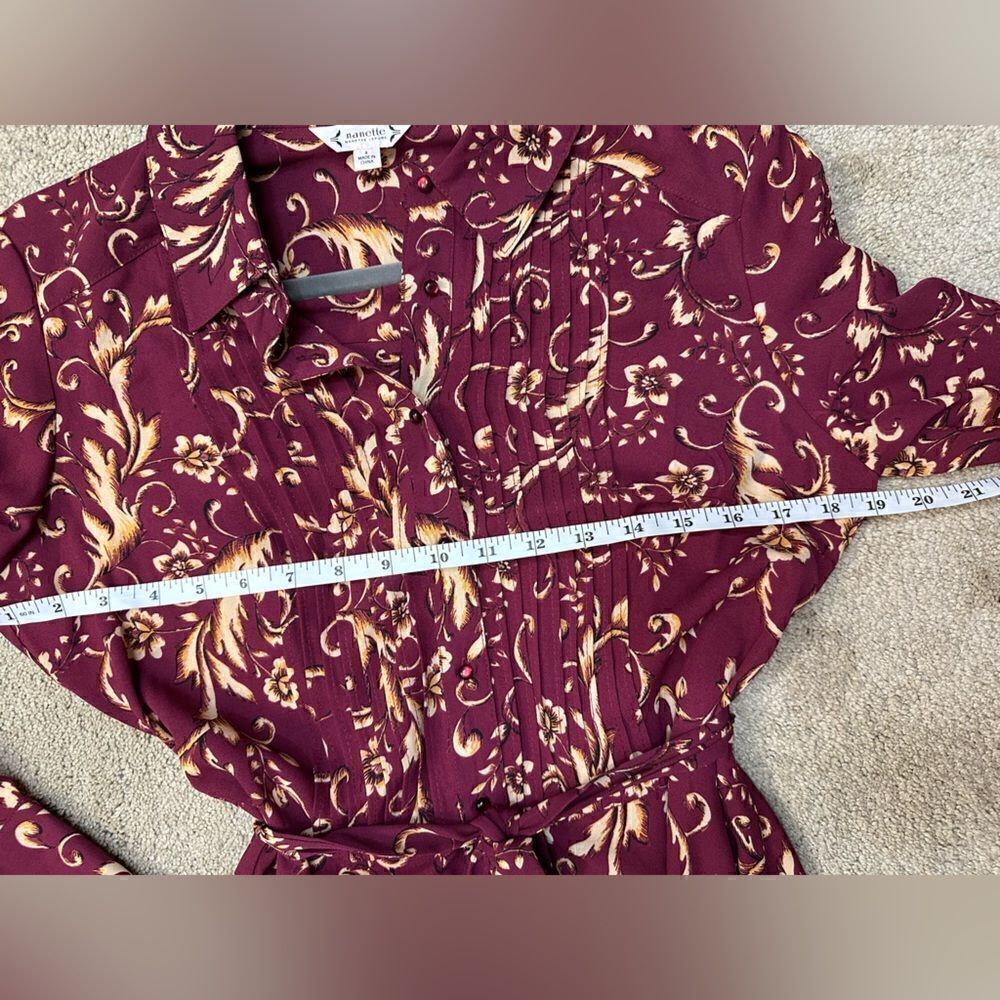 NWT Nanette Lepore Berry/Gold Print long Sleeve Dress - Picture 10 of 13